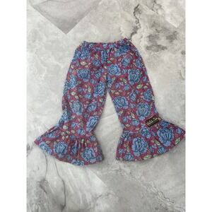 Matilda Jane Girls Pants Size 6 Purple with Blue Flowers Floral‎ Cotton Blend